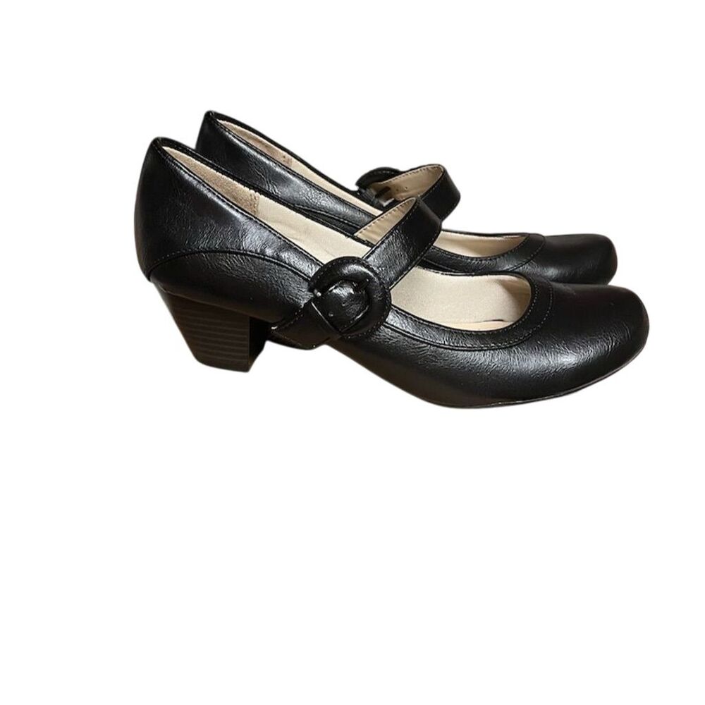 LifeStride Rozz Mary Janes Black Mid Heel Shoes Women's 8